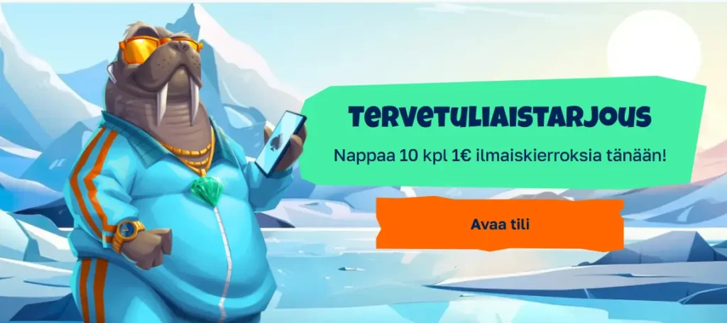 Arctic Casino tervetuliaisbonus + 10 ilmaiskierrosta.