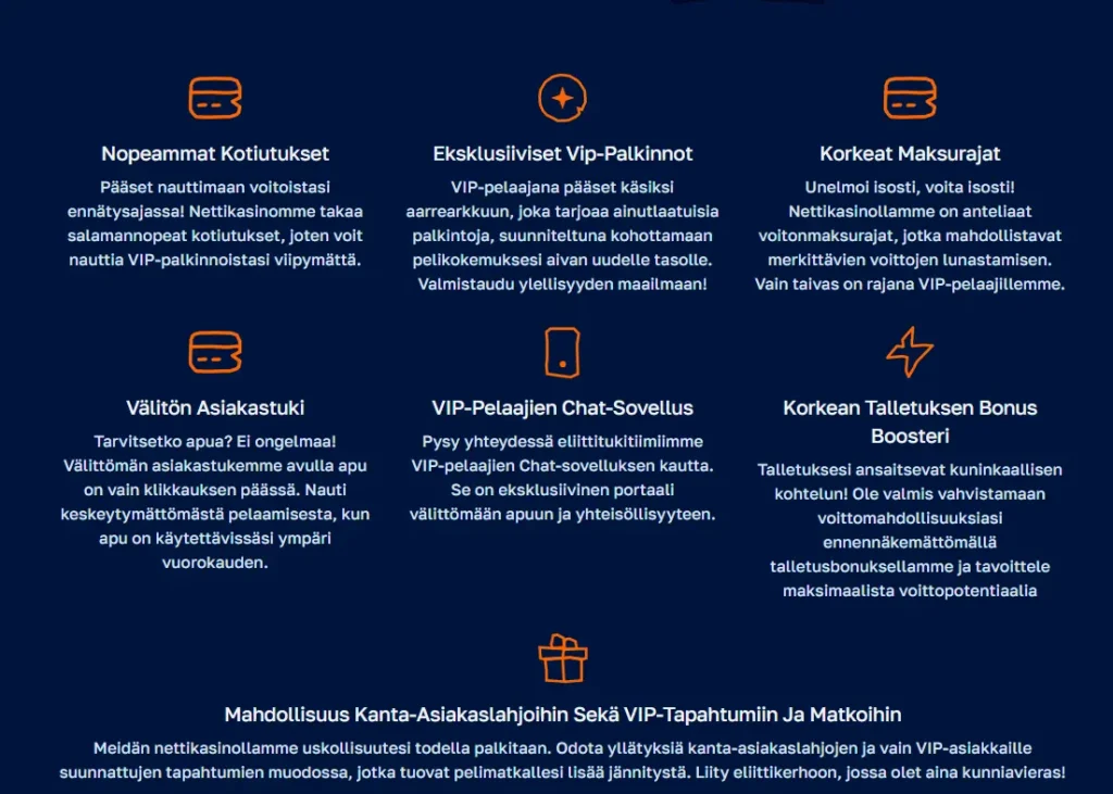 Arctic Casino Vip-Ohjelma aktiivisille pelaajille.