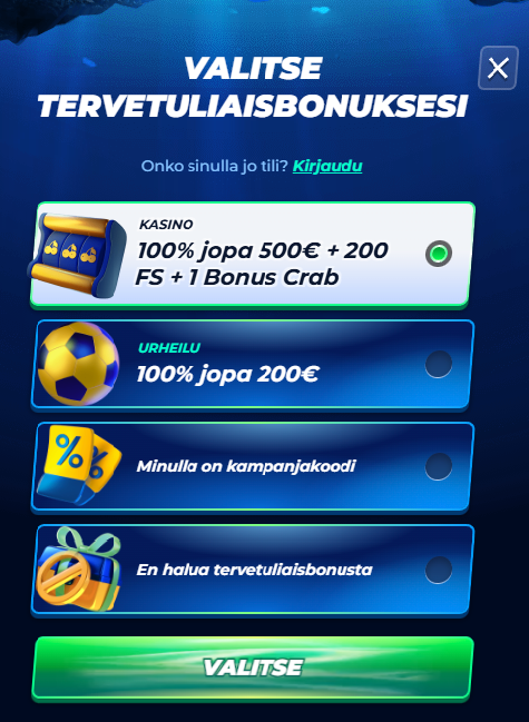 Bassbet casino tervetuliaisbonus 