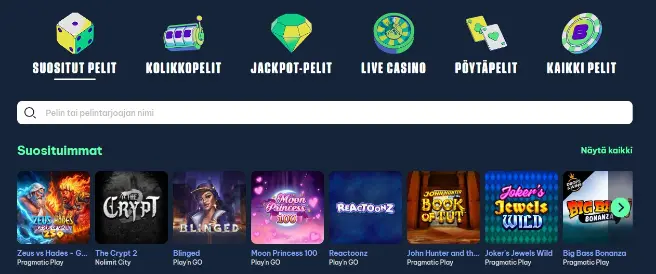 Blingi pelivalikoima