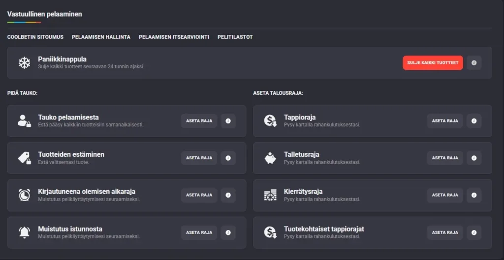 Coolbet casino Vastuullinen pelaaminen