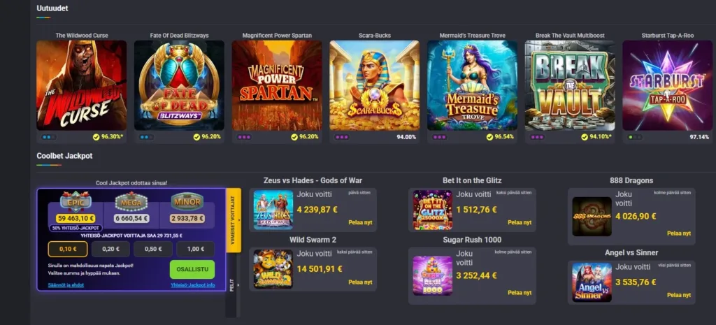 Coolbet casino pelivalikoima