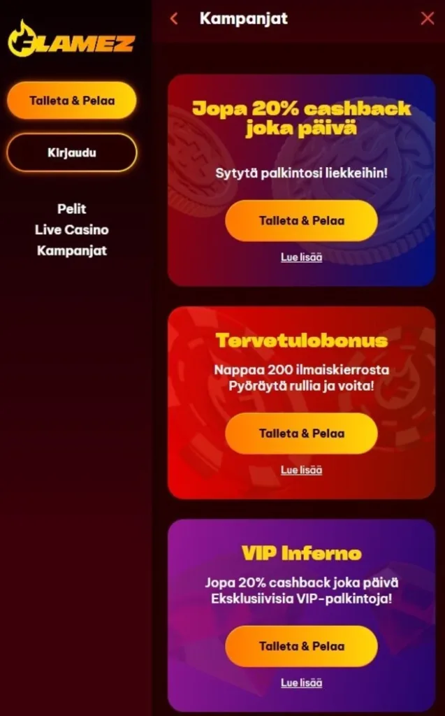 Flamez Casino Bonukset