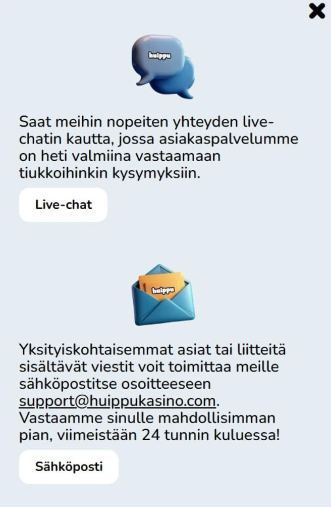 Huippu casino asiakaspalvelu