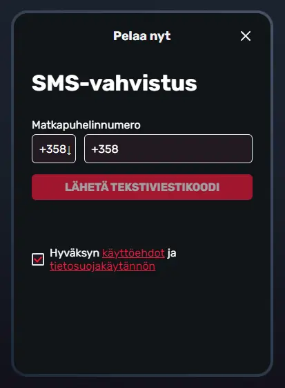 InstaSlots Casino käyttää SMS-vahvistusta. 