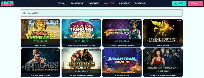 JackBurst pelivalikoima