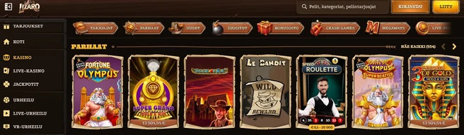 Lizaro Casino pelivalikoima