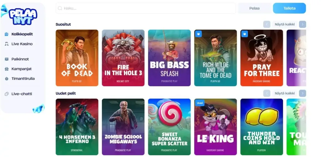 Pelaa Nyt Casino Pelivalikoima
