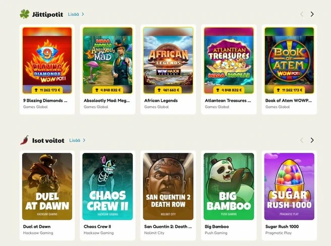 Pelikioski casino Pelivalikoima