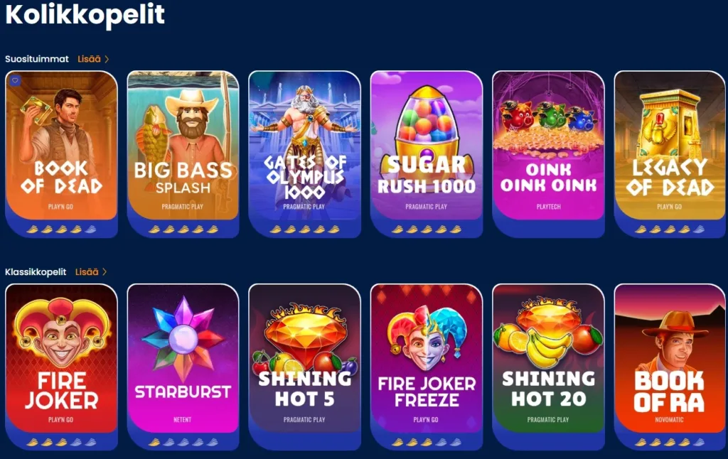 Pikapotti Pelivalikoima