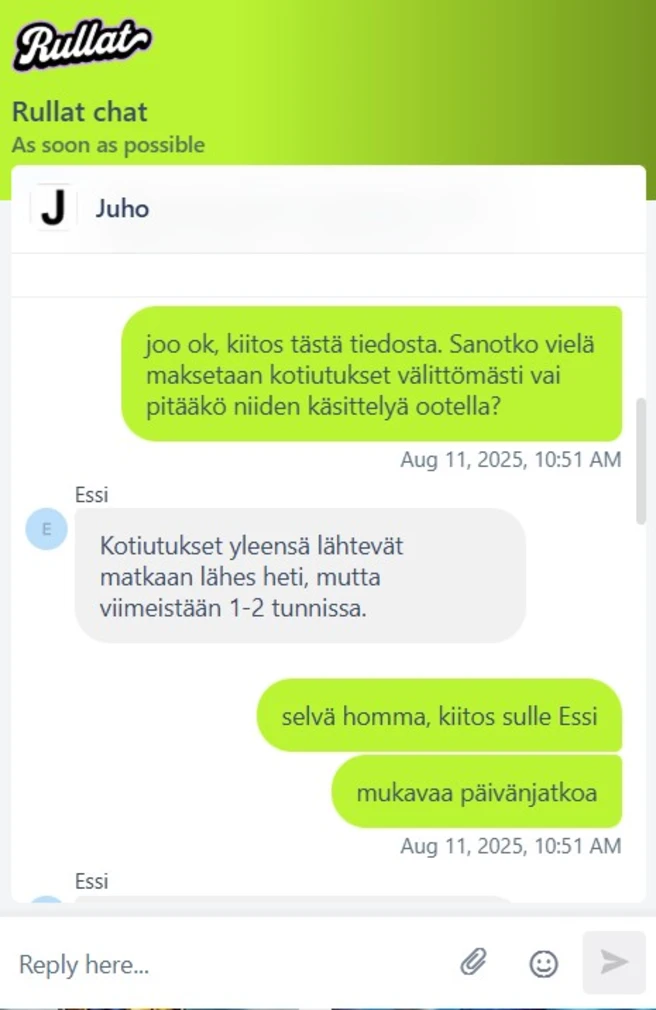 Rullat Casino asiakaspalvelu