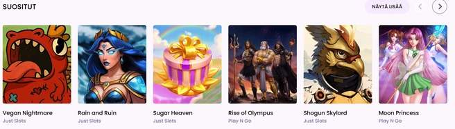 Rullat Casino pelivalikoima