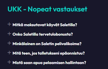 Saletin UKK - Nopeat vastaukset