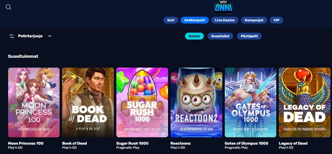 SuperOnni pelivalikoima