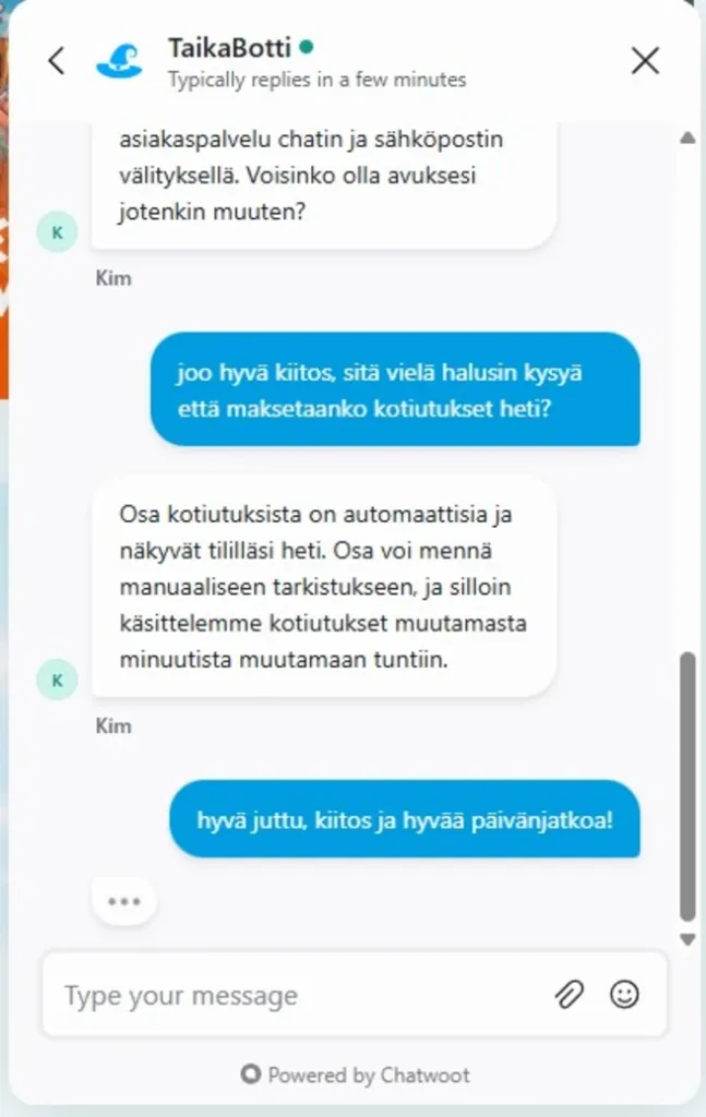 Taika Spinni asiakaspalvelu