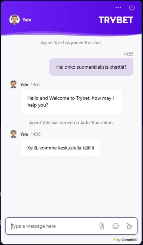 TryBet asiakaspalvelu