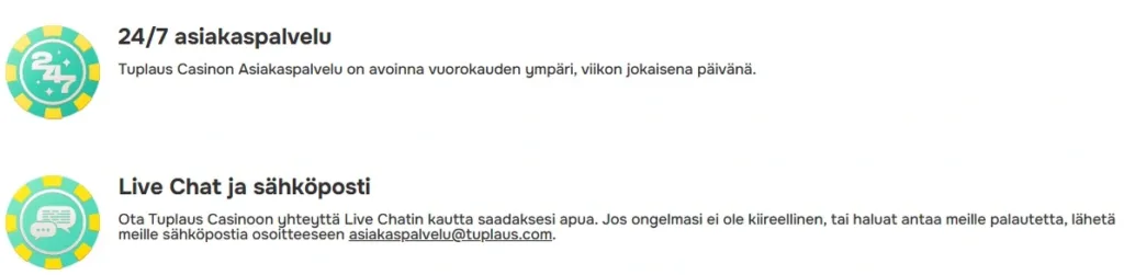 Tuplaus asiakaspalvelu