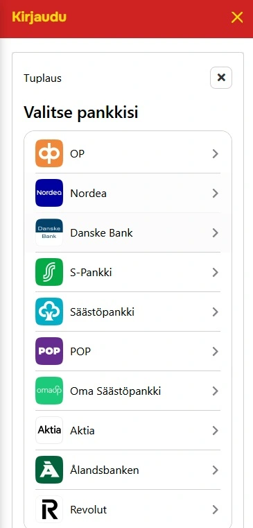 Tuplaus kasino maksutavat