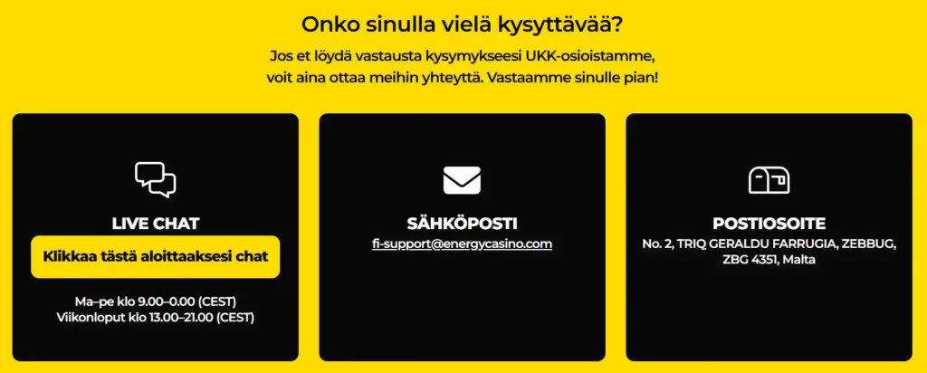 energy casino asiakaspalvelu