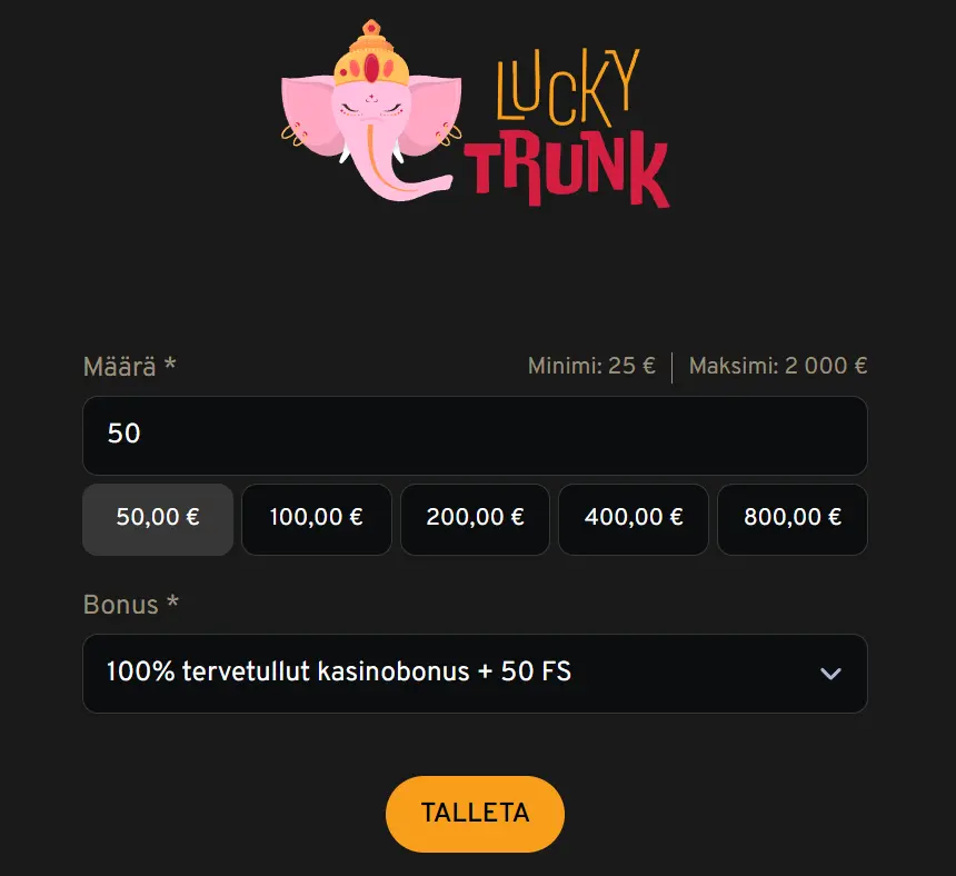 lucky trunk rekisteröityminen