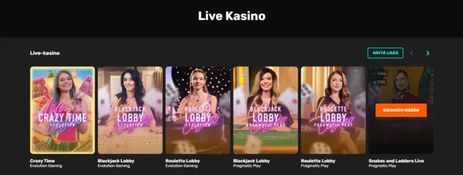 Kuva Nitron live-kasinosta