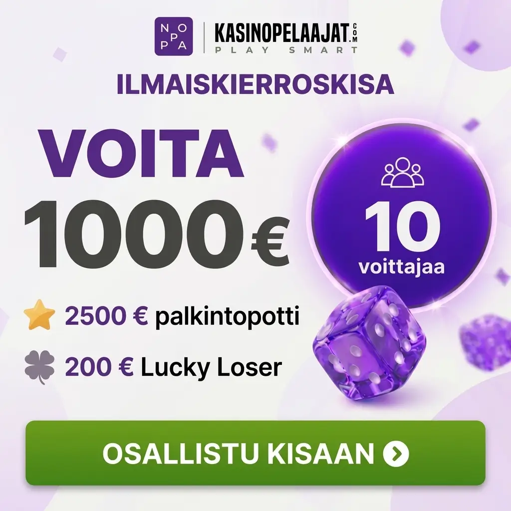 Kilpailubanneri Kasinopelaajat ja Noppa Kasino heinä-elokuu