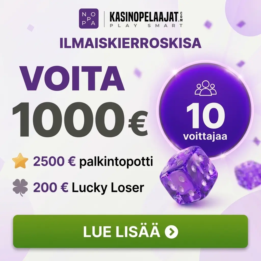 Kilpailubanneri Kasinopelaajat ja Noppa Kasino heinä-elokuu