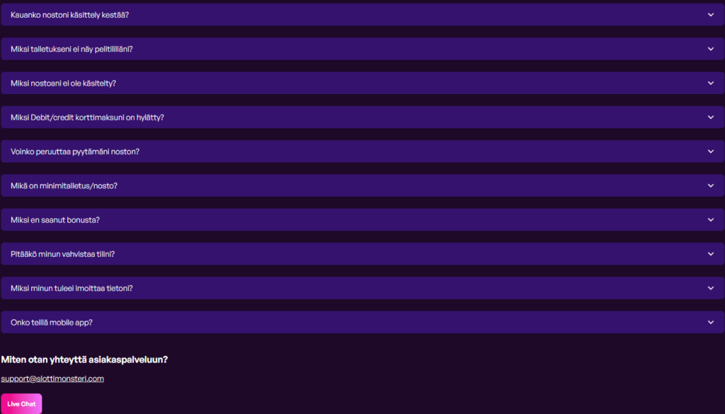 Slotti monsteri casino asiakaspalvelu
