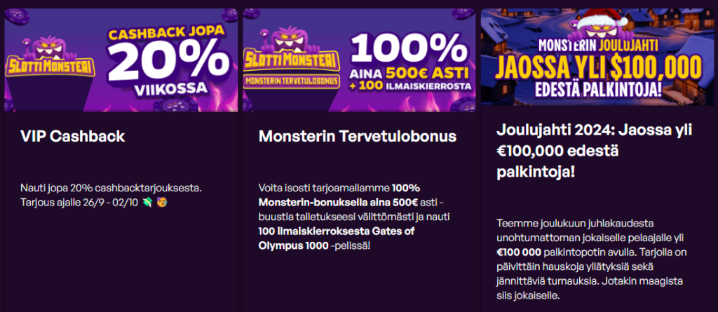 Slotti monsteri casino tarjoukset