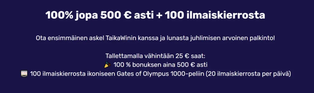 taikawin tervetulobonus